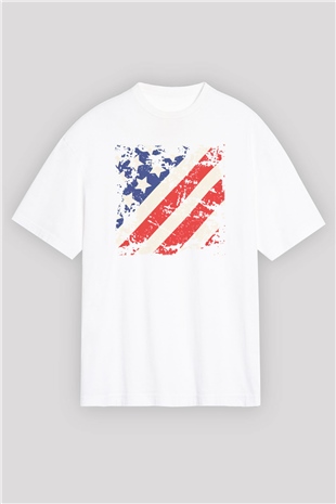 ABD Beyaz Unisex Oversize Tişört T-Shirt