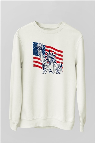 ABD Beyaz Unisex Sweatshirt