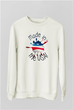 ABD Beyaz Unisex Sweatshirt