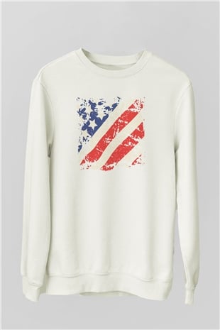 ABD Beyaz Unisex Sweatshirt