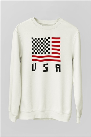 ABD Beyaz Unisex Sweatshirt