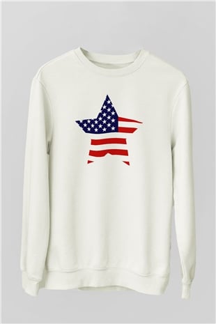 ABD Beyaz Unisex Sweatshirt