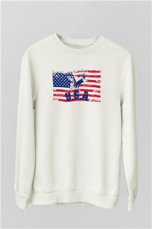 ABD Beyaz Unisex Sweatshirt