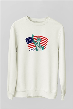 ABD Beyaz Unisex Sweatshirt