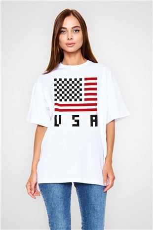 ABD Beyaz Oversize Tişört Oversize T-shirt - TişörtFabrikası