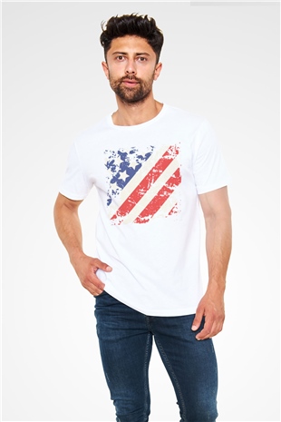 ABD Beyaz Unisex Tişört T-Shirt - TişörtFabrikası