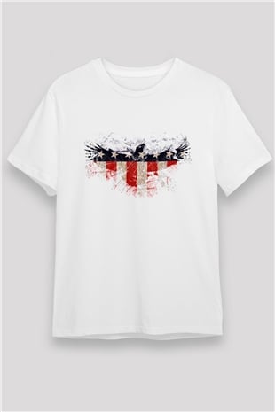 ABD Beyaz Unisex Tişört T-Shirt - TişörtFabrikası