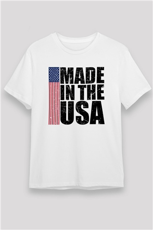 ABD Beyaz Unisex Tişört T-Shirt - TişörtFabrikası