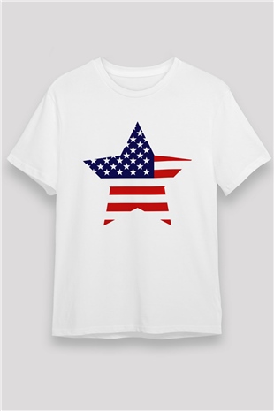 ABD Beyaz Unisex Tişört T-Shirt - TişörtFabrikası