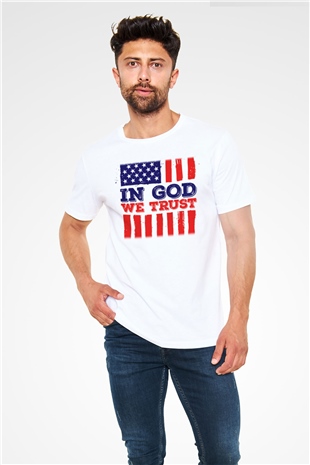 ABD Beyaz Unisex Tişört T-Shirt - TişörtFabrikası