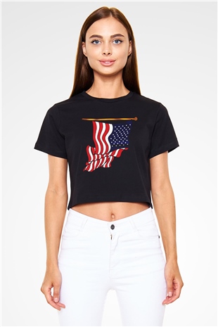 ABD Siyah Crop Top Tişört