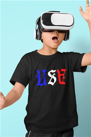 ABD Siyah Unisex Çocuk Tişört