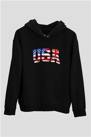 ABD Siyah Unisex Hoodie