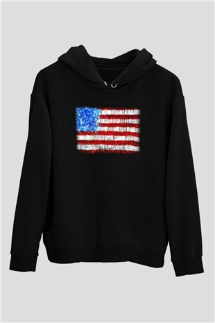 ABD Siyah Unisex Hoodie