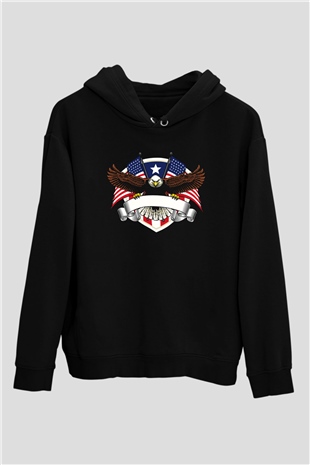 ABD Siyah Unisex Hoodie