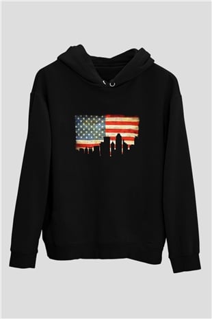 ABD Siyah Unisex Hoodie