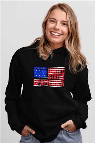 ABD Siyah Unisex Hoodie