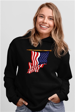 ABD Siyah Unisex Hoodie