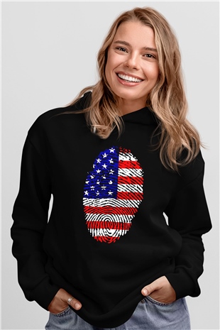 ABD Siyah Unisex Hoodie