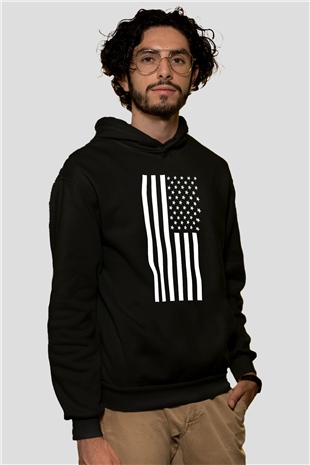 ABD Siyah Unisex Hoodie