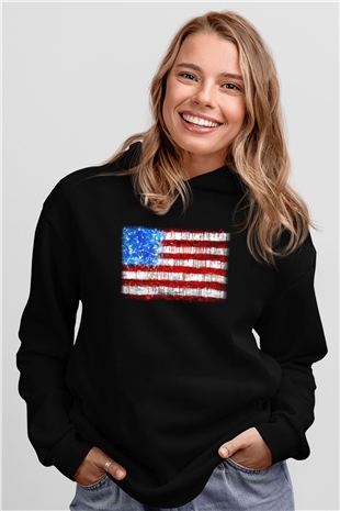ABD Siyah Unisex Hoodie