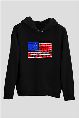ABD Siyah Unisex Hoodie