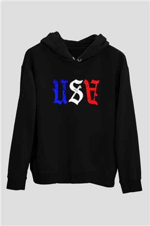 ABD Siyah Unisex Hoodie