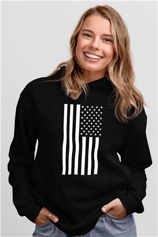 ABD Siyah Unisex Hoodie