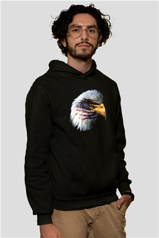 ABD Siyah Unisex Hoodie