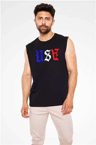ABD Siyah Unisex Kolsuz Tişört
