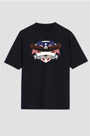 ABD Siyah Unisex Oversize Tişört T-Shirt