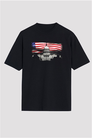 ABD Siyah Unisex Oversize Tişört T-Shirt