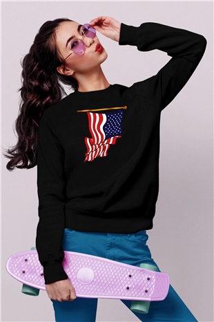 ABD Siyah Unisex Sweatshirt