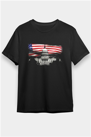 ABD Siyah Unisex Tişört T-Shirt - TişörtFabrikası