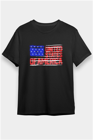 ABD Siyah Unisex Tişört T-Shirt - TişörtFabrikası