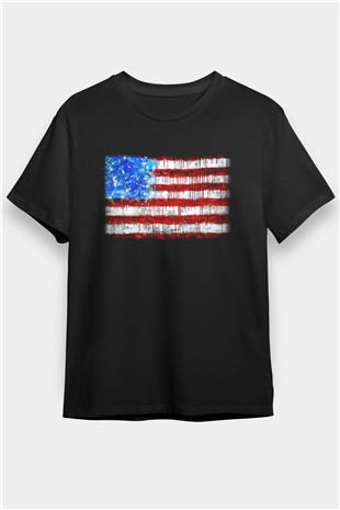 ABD Siyah Unisex Tişört T-Shirt - TişörtFabrikası