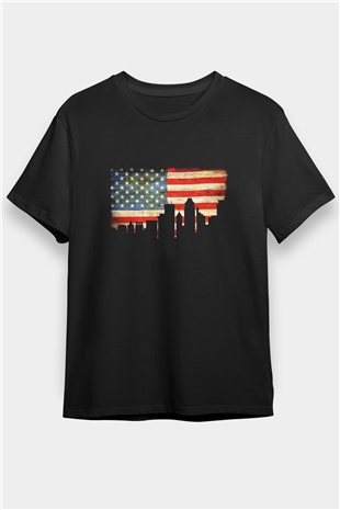ABD Siyah Unisex Tişört T-Shirt - TişörtFabrikası
