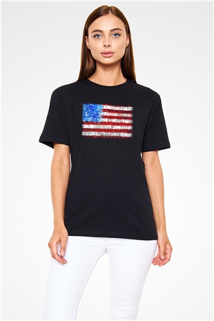 ABD Siyah Unisex Tişört T-Shirt - TişörtFabrikası