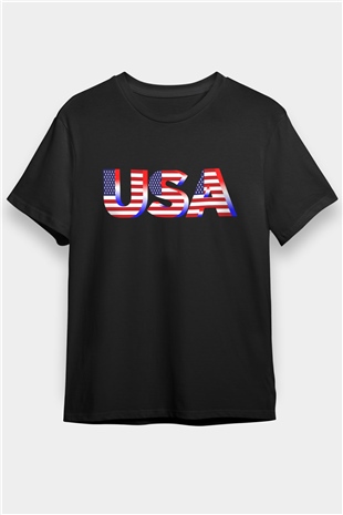 ABD Siyah Unisex Tişört T-Shirt - TişörtFabrikası