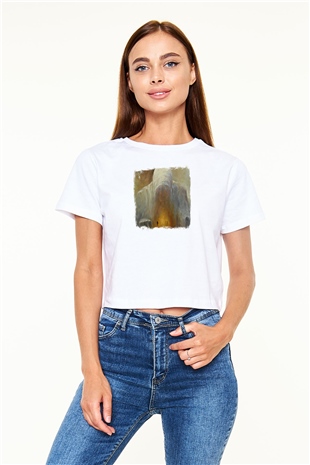 Abigail Williams Baskılı Unisex Beyaz Crop Top Tişört