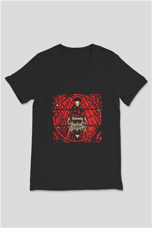 Abigail Williams Baskılı Unisex Siyah V Yaka Tişört