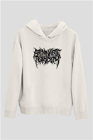 Abominable Putridity Baskılı Beyaz Unisex Kapüşonlu Sweatshirt
