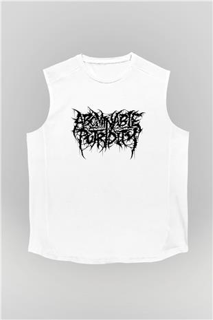 Abominable Putridity Baskılı Beyaz Unisex Kolsuz Tişört - Tshirt