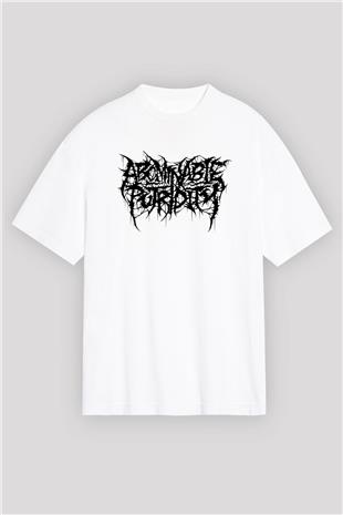 Abominable Putridity Baskılı Beyaz Unisex Oversize Tişört - Tshirt
