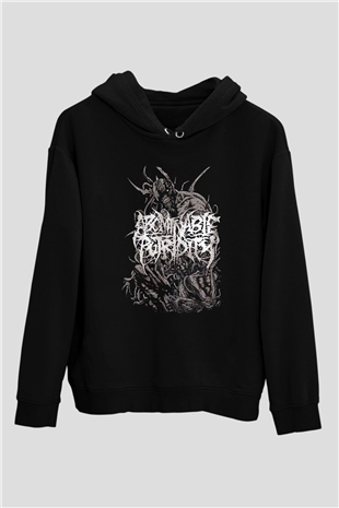 Abominable Putridity Baskılı Unisex Siyah Kapüşonlu Sweatshirt