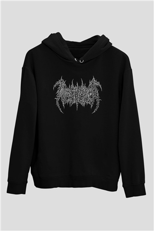 Abominable Putridity Baskılı Unisex Siyah Kapüşonlu Sweatshirt