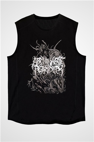 Abominable Putridity Baskılı Unisex Siyah Kolsuz Tişört - Tshirt