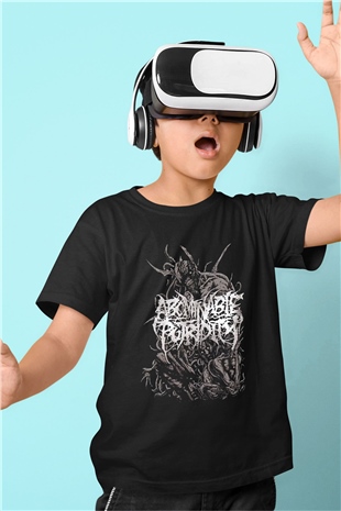 Abominable Putridity Baskılı Unisex Siyah Çocuk Tişört - Tshirt