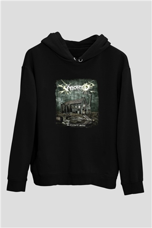 Aborted Baskılı Unisex Siyah Hoodie