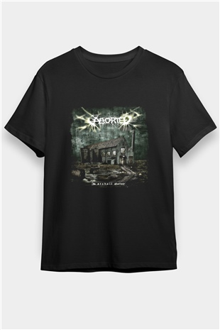 Aborted Baskılı Unisex Siyah Tişört